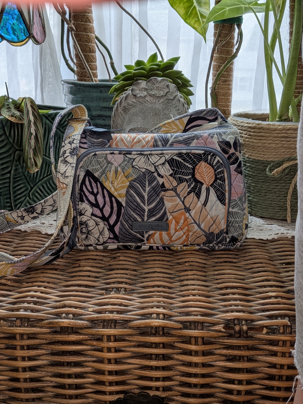 Vera Bradley Palm Floral Crossbody With Wristlet Wallet.